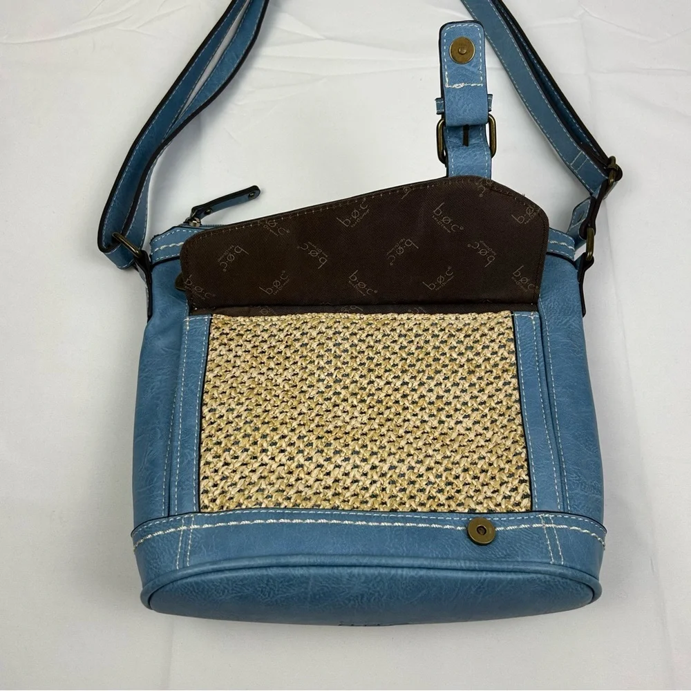 BOC Born Concept Crossbody Shoulder Purse Faux Leather Blue Denim Color - Picture 3 of 13